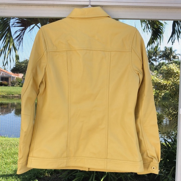 NWOT! - D & CO butter yellow LAMBSKIN LEATHER Jacket - Picture 5 of 7